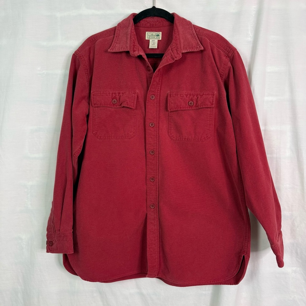 L.L. Bean Vintage Red Cotton Flannel Shirt Lg